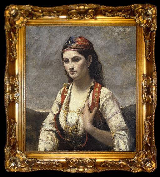 framed  Jean-Baptiste Camille Corot The Young Woman of Albano (L
